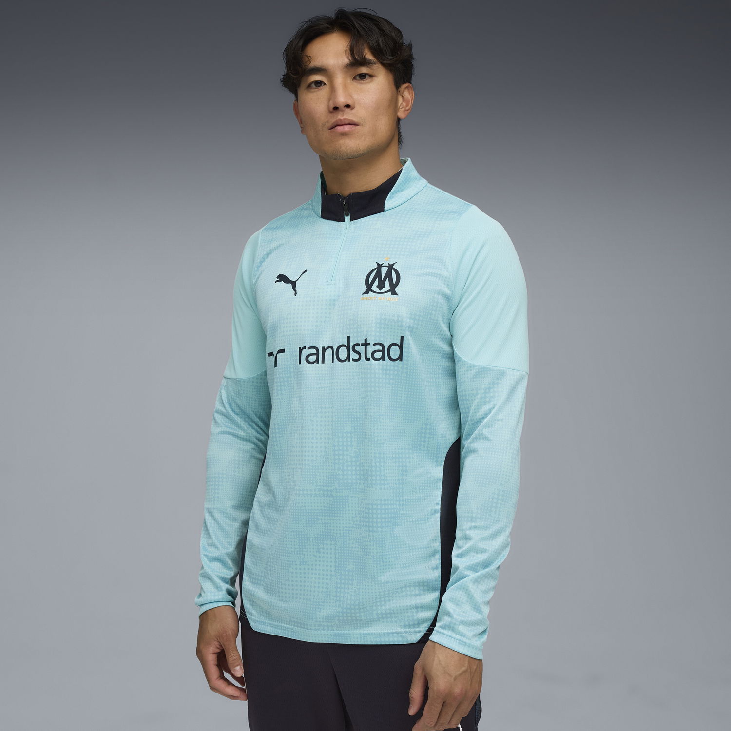 Суитчър Puma Olympique de Marseille Men's Training Quarter-Zip Top Тюркоазено | 781534_21, 1