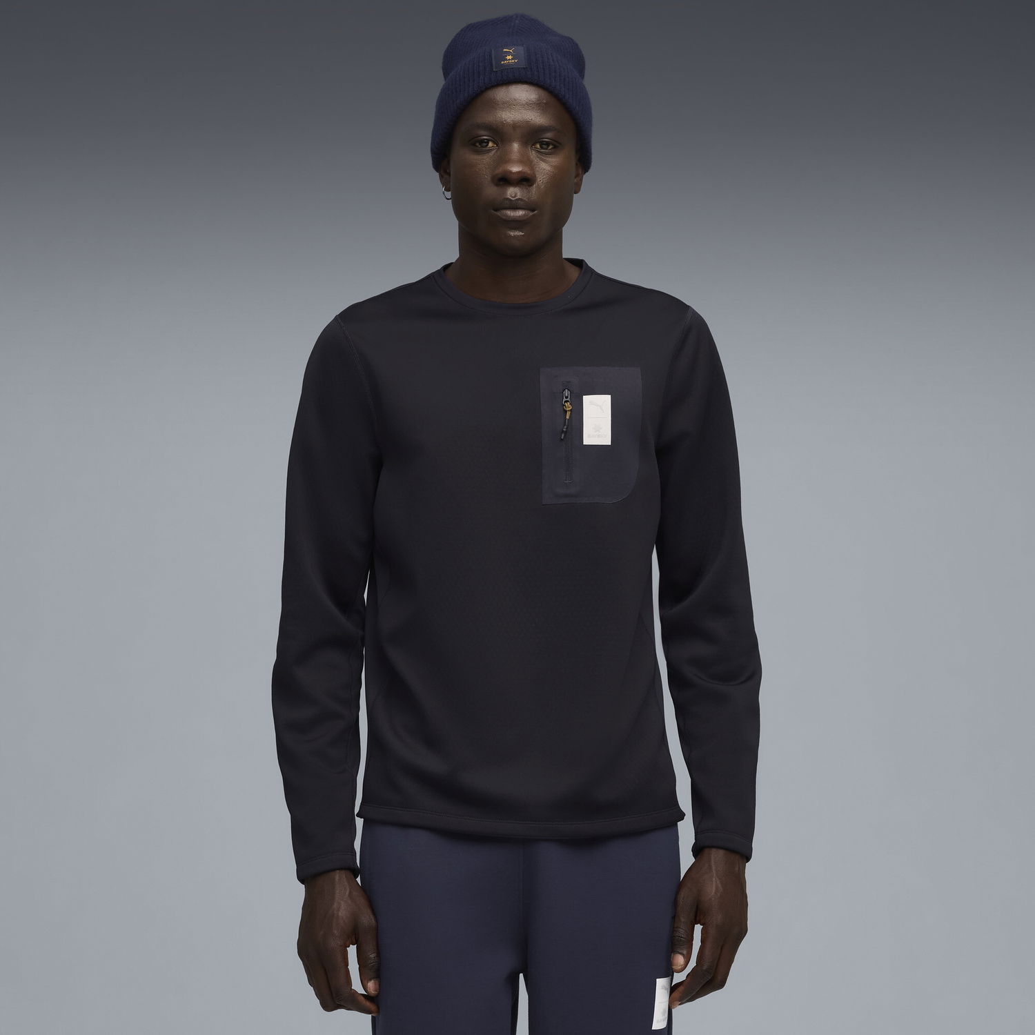 Суитчър Puma PUMA x SAYSKY Crewneck Sweatshirt with Zip Pocket Тъмно синьо | 527553_16, 1