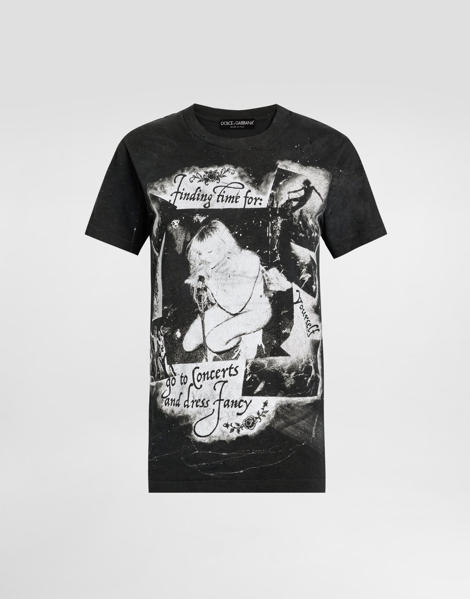 Тениска Dolce & Gabbana Dolce & Gabbana Printed Jersey T-Shirt Черно | F8V90TGDDH4S9000, 0