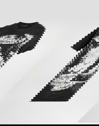 Тениска Dolce & Gabbana Dolce & Gabbana Printed Jersey T-Shirt Черно | F8V90TGDDH4S9000, 0