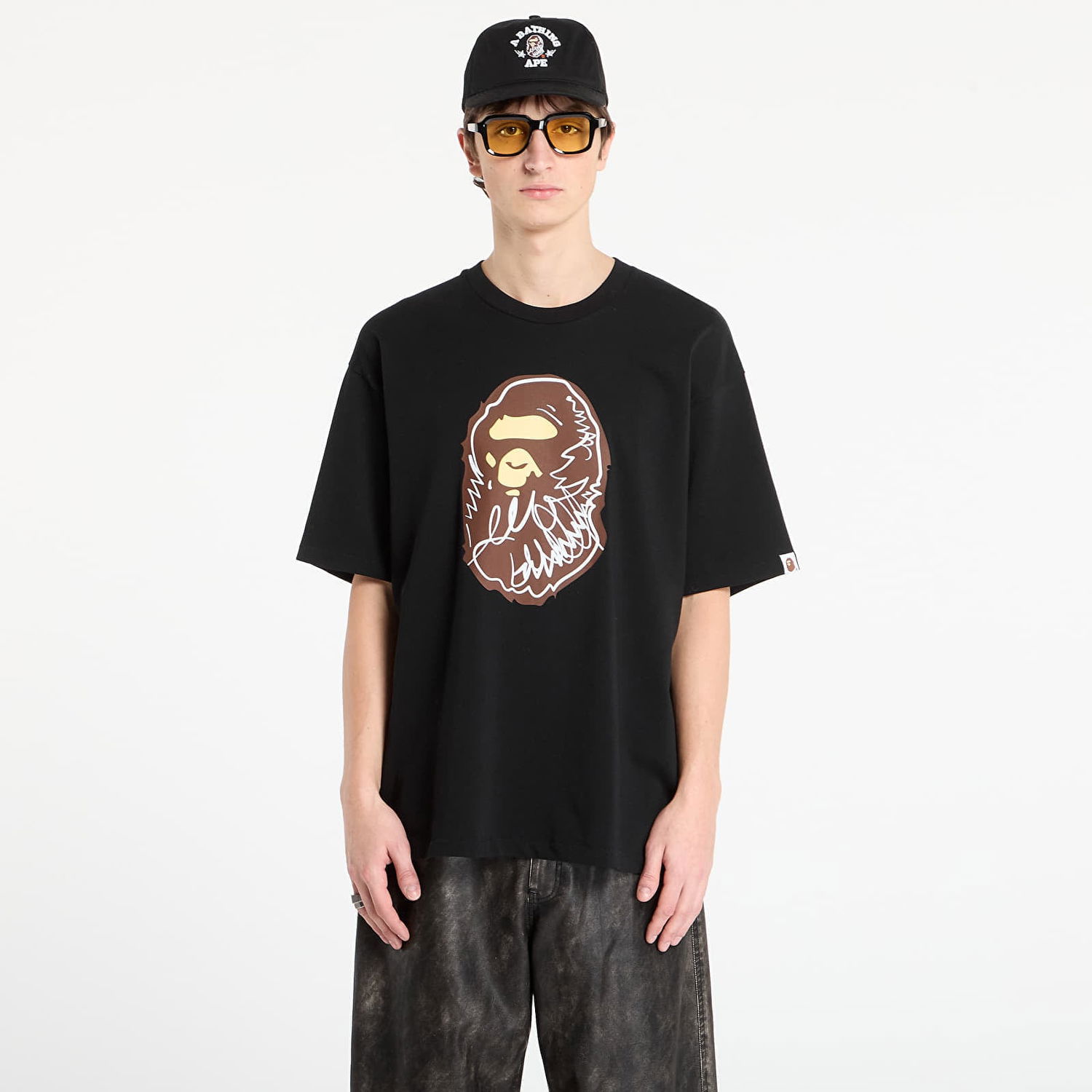 Тениска BAPE BAPE® x FOOTSHOP - Scribble Ape Tee UNISEX Black Черно | 001TEL721324MBLK, 0