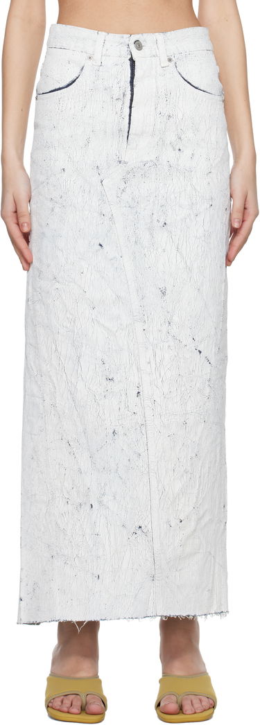 Пола Maison Margiela MM6 Maison Margiela Hand-Painted Denim Maxi Skirt Бяло | S62MI0027 M30028, 0