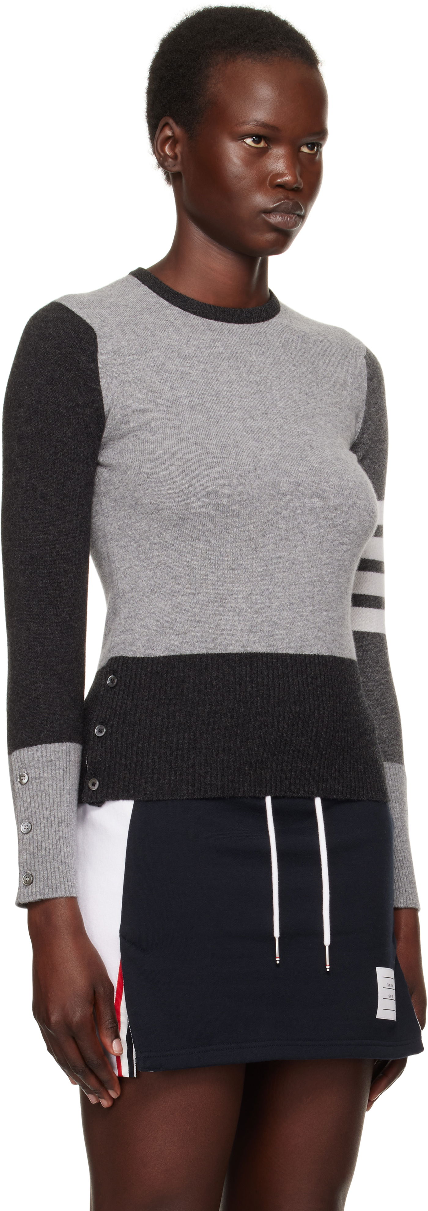 Пуловер Thom Browne Colorblock Crew Neck Sweater Сиво | FKA001F-00011, 1