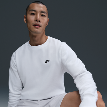 Пуловер Nike Nike Club Fleece Crewneck Sweatshirt Бяло | FN3886-100, 4