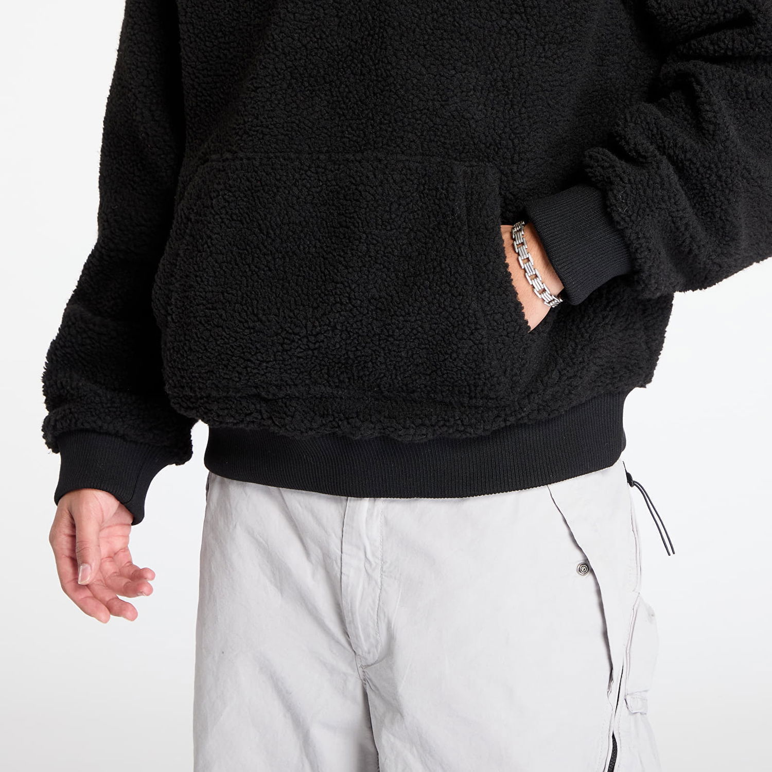 Суитчър Urban Classics Sweatshirt Oversized Teddy Hoody Черно | TB7265-00007, 1