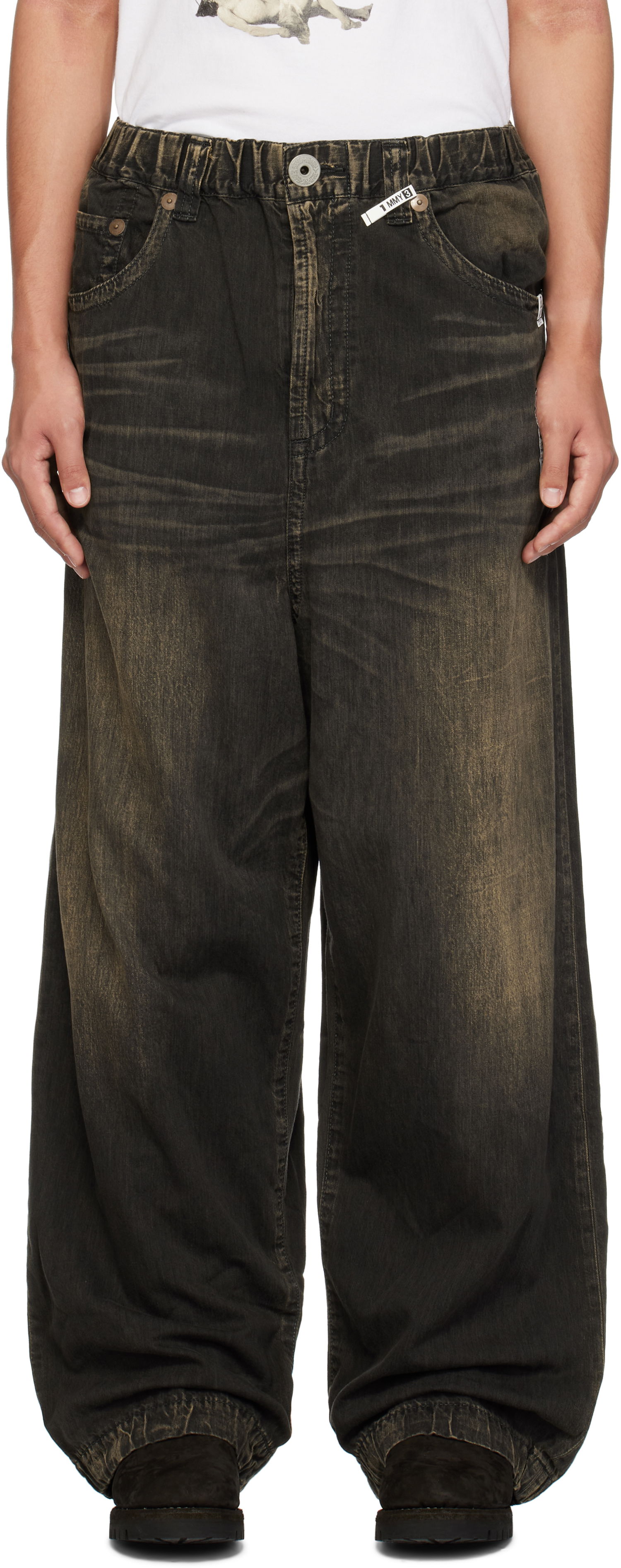 Дънки Maison MIHARA YASUHIRO Light Wide Jeans Черно | J13PT123, 0
