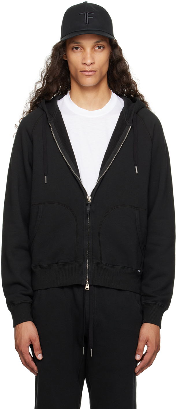 Суитчър Tom Ford Garment-Dyed Zip-Up Hoodie Черно | JDL010-JMC006S23, 0