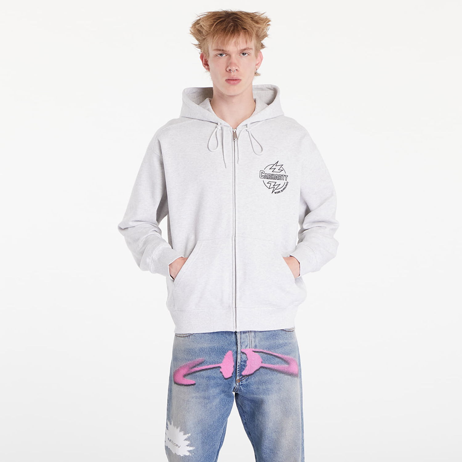 Суитчър Carhartt WIP Ablaze Hoodie UNISEX Ash Heather/ Black Сиво | I033623.00OXX, 0