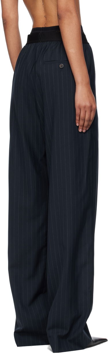 Панталони Balenciaga Balenciaga Pinstripe Elastic Trousers Тъмно синьо | 790887TST24, 2