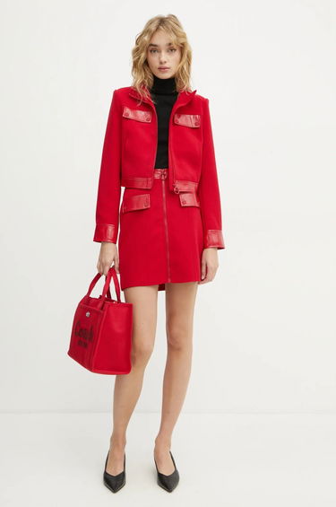 Голяма пазарска чанта Coach Red Canvas Tote Bag Бургунди | CP158, 5