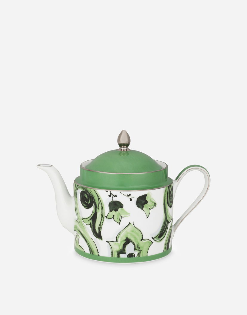 Домашен декор Dolce & Gabbana Porcelain Teapot With Floral Pattern Зелено | TC0127TCA39UV001