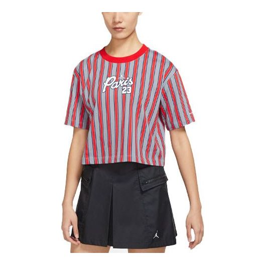 Съкратен топ Jordan Air Jordan Paris Saint-Germain Striped Short Sleeve T-Shirt Червено | DM4999-090, 0
