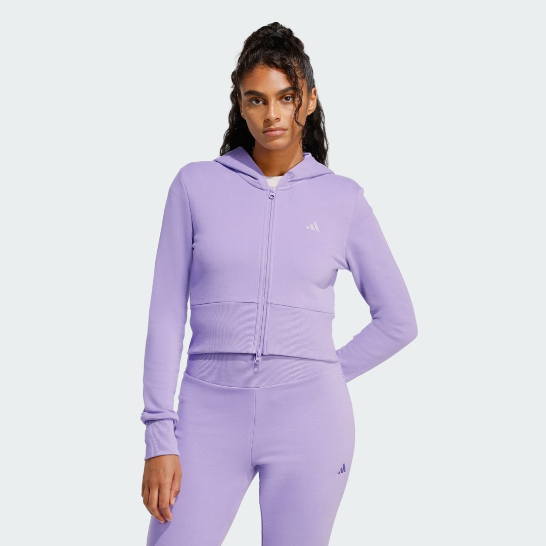 Суитчър adidas Performance Seasonal Essentials French Terry Full-Zip Hoodie Лилаво | KC3891, 0