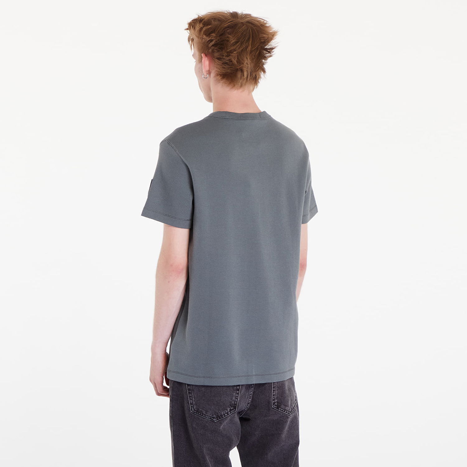 Тениска CALVIN KLEIN Waffle Cotton Badge T-Shirt Endless Grey Сиво | J30J323489 PSL, 1