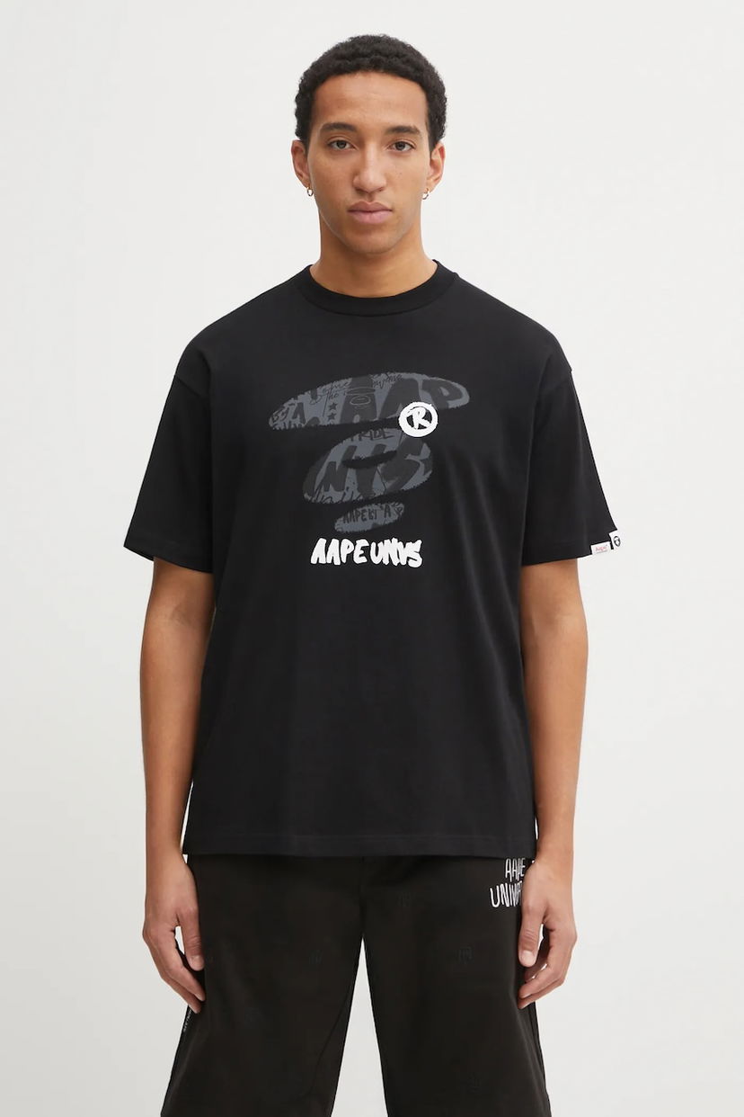 Тениска AAPE by A Bathing Ape Graphic Print T-Shirt Theme Main Черно | AAPTEM1753XXP