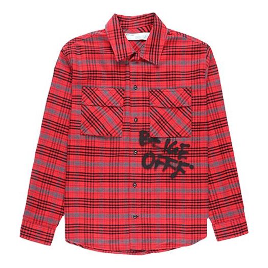 Риза Off-White Patterned Cotton Shirt Червено | OMGA091F19F330062010