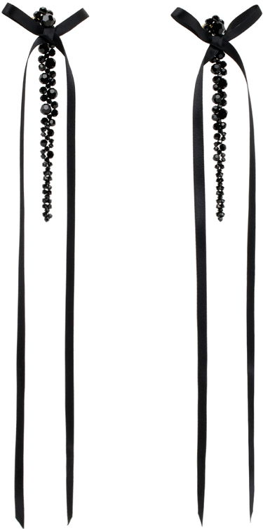 Обеци Simone Rocha Simone Rocha Bow Ribbon Drip Earrings Черно | ERG410 0903, 1