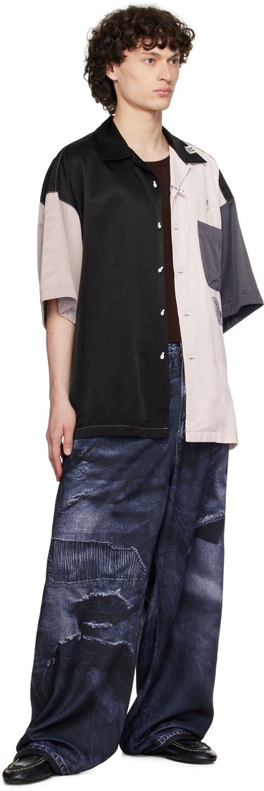 Дънки Maison MIHARA YASUHIRO Maison MIHARA YASUHIRO TALKING ABOUT THE ABSTRACTION Edition Trompe-l'oeil Wide Leg Trousers Синьо | C14PT404, 3