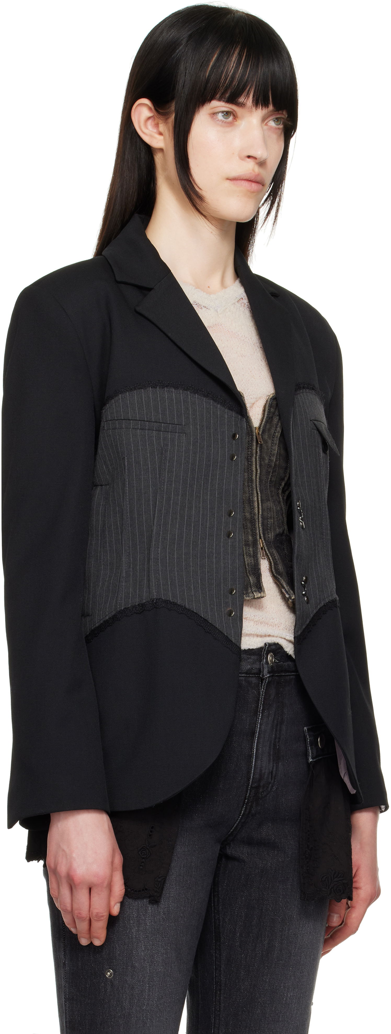 Яке Andersson Bell Andersson Bell Corset Inserted Blazer Черно | awa684w, 1