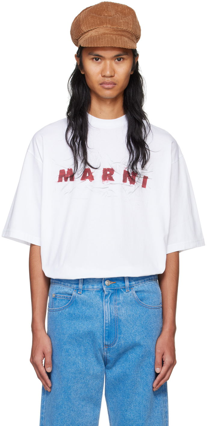 Тениска Marni T-shirt With Print Бяло | HUMU0223PV USCW95