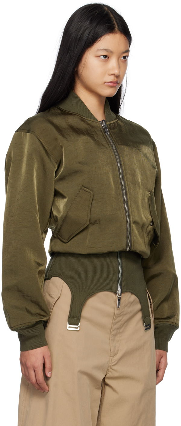 Яке бомбър Dion Lee Convertible Rib Reversible Bomber Jacket Зелено | C4033R23, 1