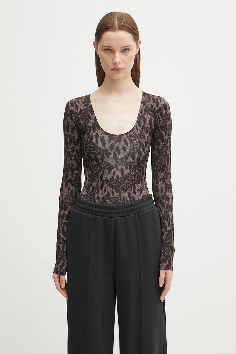 боди Fiorucci Fiorucci Banimalier Print Scoop Neck Bodysuit Кафяво | W02FPTBO225LY01BR01