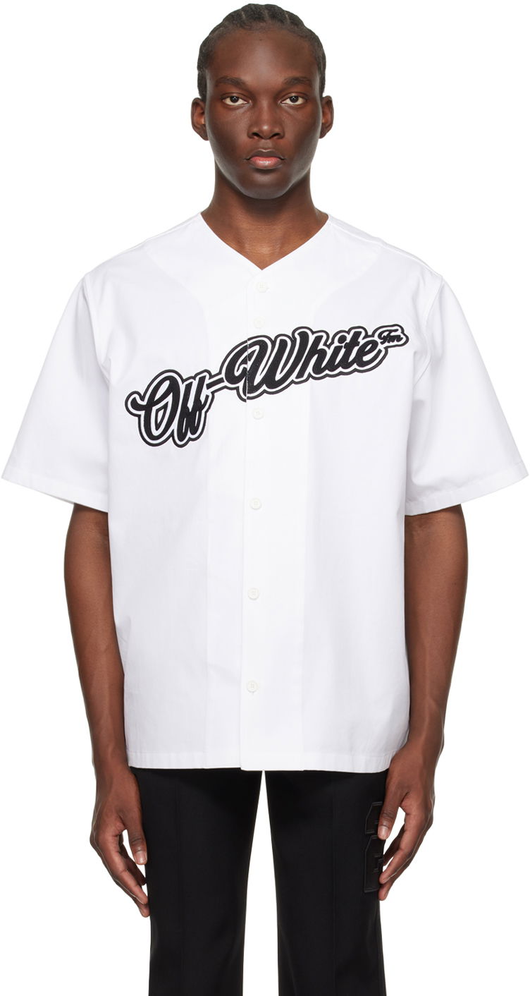Риза Off-White White Embroidered Shirt Бяло | OMGG014S24FAB0050110, 0
