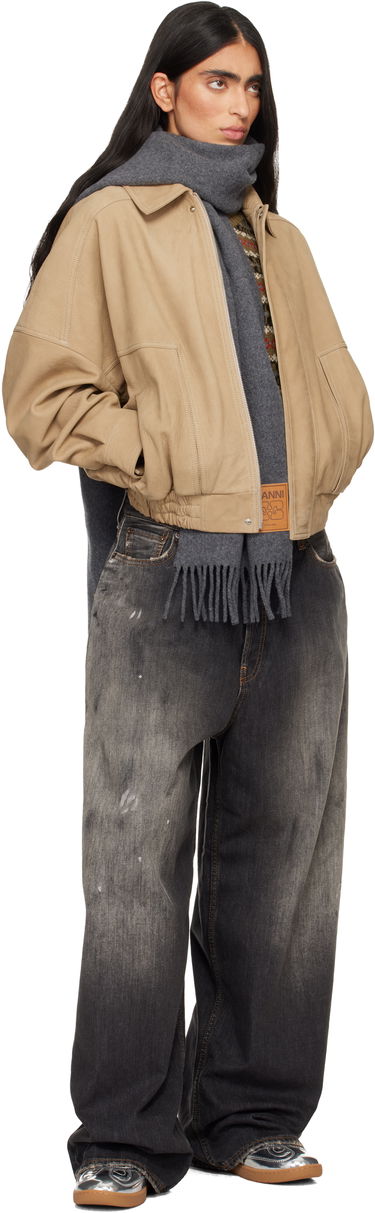 Шал GANNI Smooth Double Face Wool Solid Scarf Сиво | A6932, 3