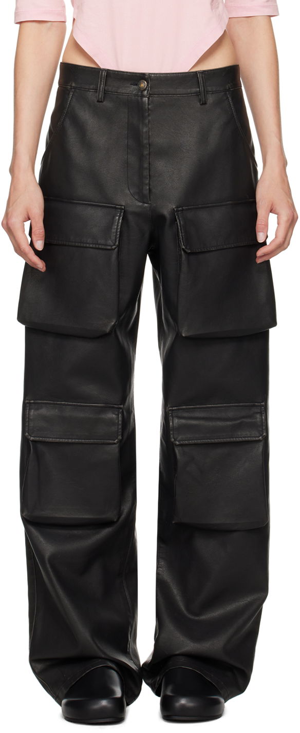 Карго панталони MSGM Faux-Leather Cargo Pants Черно | 3741MDP16L 247622, 0