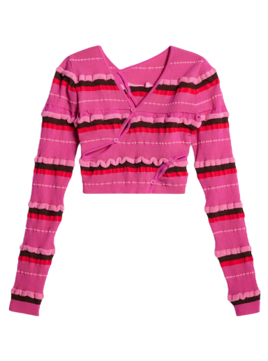 Пуловер Jacquemus Le Tordu Asymmetric Cropped Cardigan Розово | 231KN128-2282-450