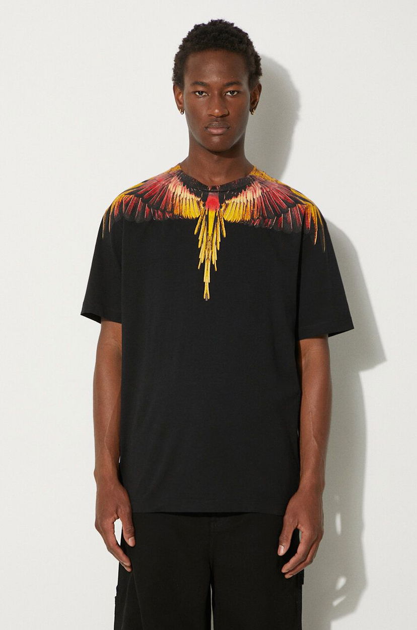 Тениска Marcelo Burlon T-Shirt Icon Wings Print Черно | CMAA056F24JER0011025