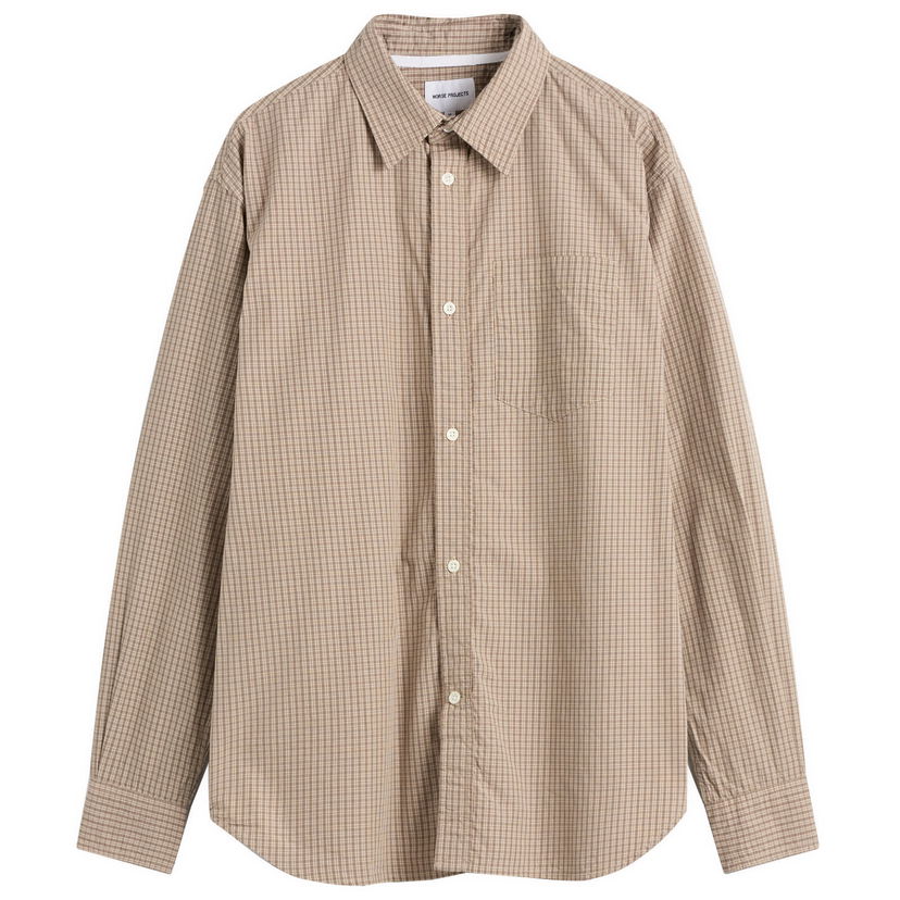Риза NORSE PROJECTS Ole Oversize Poplin Check Shirt Бежово | N40-0851-9023