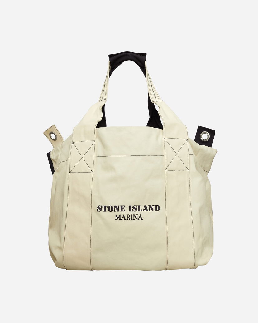 Голяма пазарска чанта Stone Island Marina Plated Cotton Canvas Tote Bag Butter Бежово | 8115913XD V0035