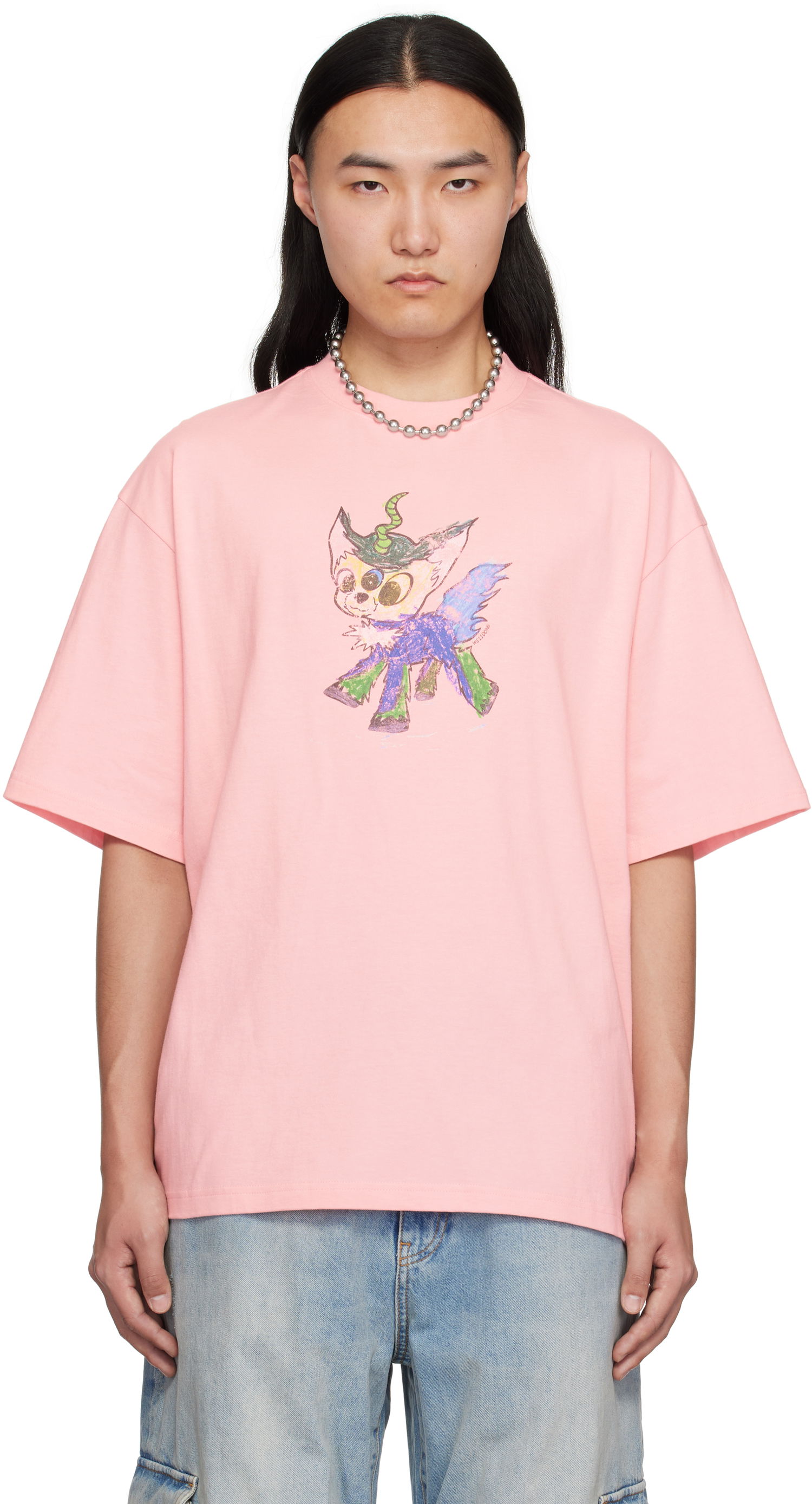 Тениска We11done We11done Jeff Monster Drawing T-Shirt Розово | WD-TT0-25-744-U-PK, 0