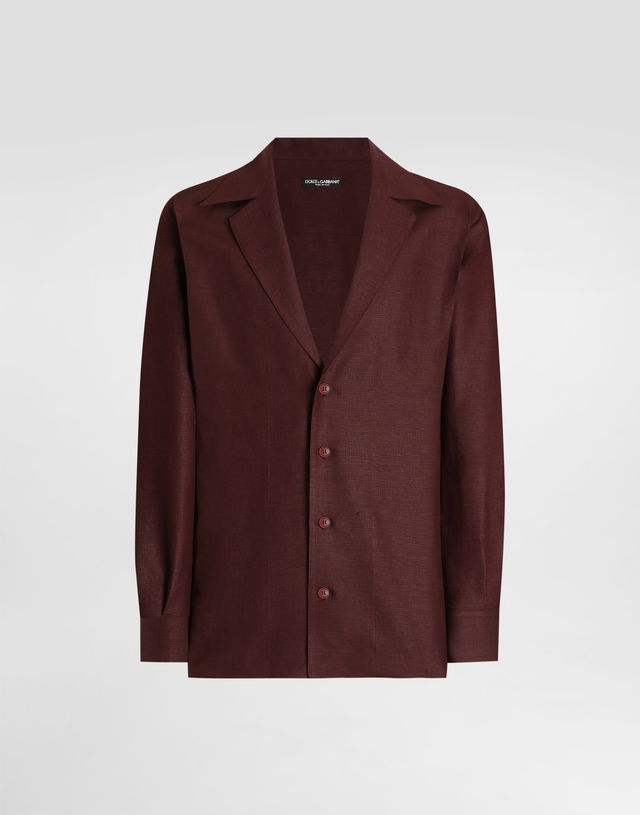 Dolce & Gabbana Men's Linen Long Sleeve V-Neck Shirt