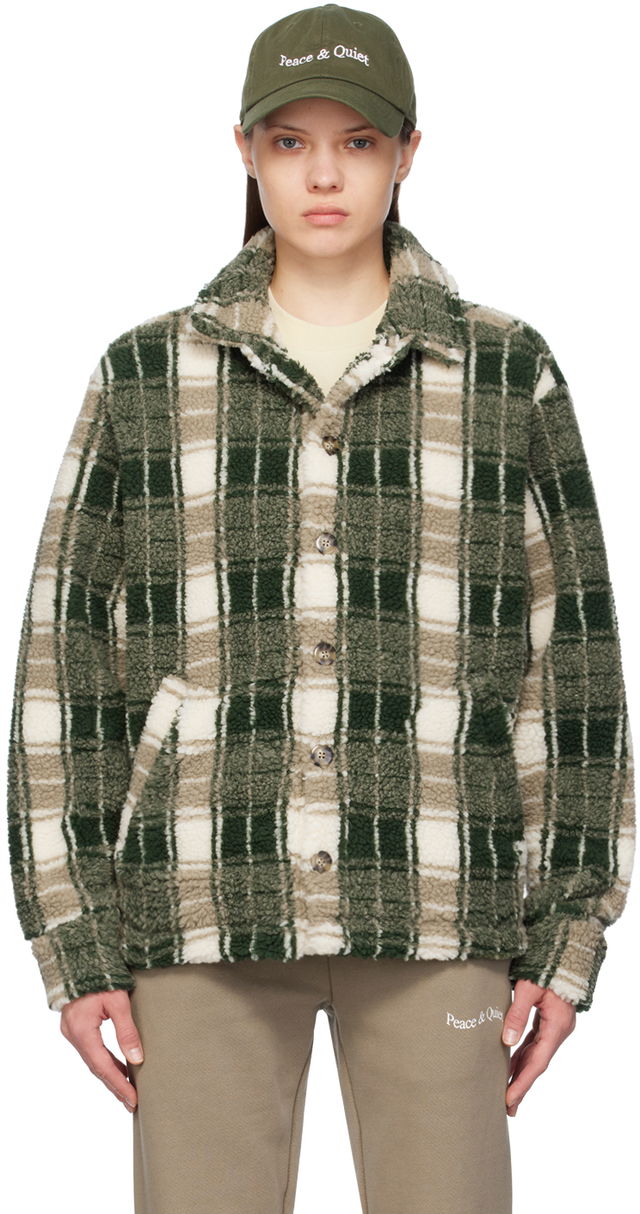 Plaid Fleece Button-Up Jacket