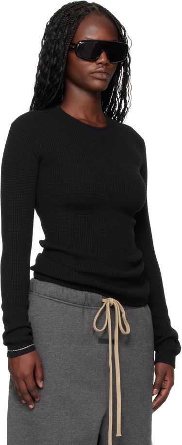 Тениска Fear of God Fear of God ESSENTIALS Holiday Waffle Long Sleeve T-shirt Черно | 192HO257241FW, 1