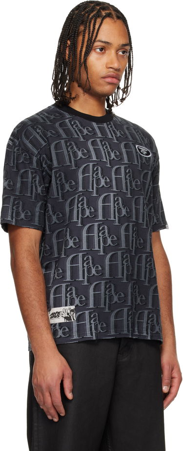Тениска AAPE by A Bathing Ape Moonface Logo Embossed Monogram Short-Sleeve T-shirt Черно | AAPTEM1664XXNBKE, 1