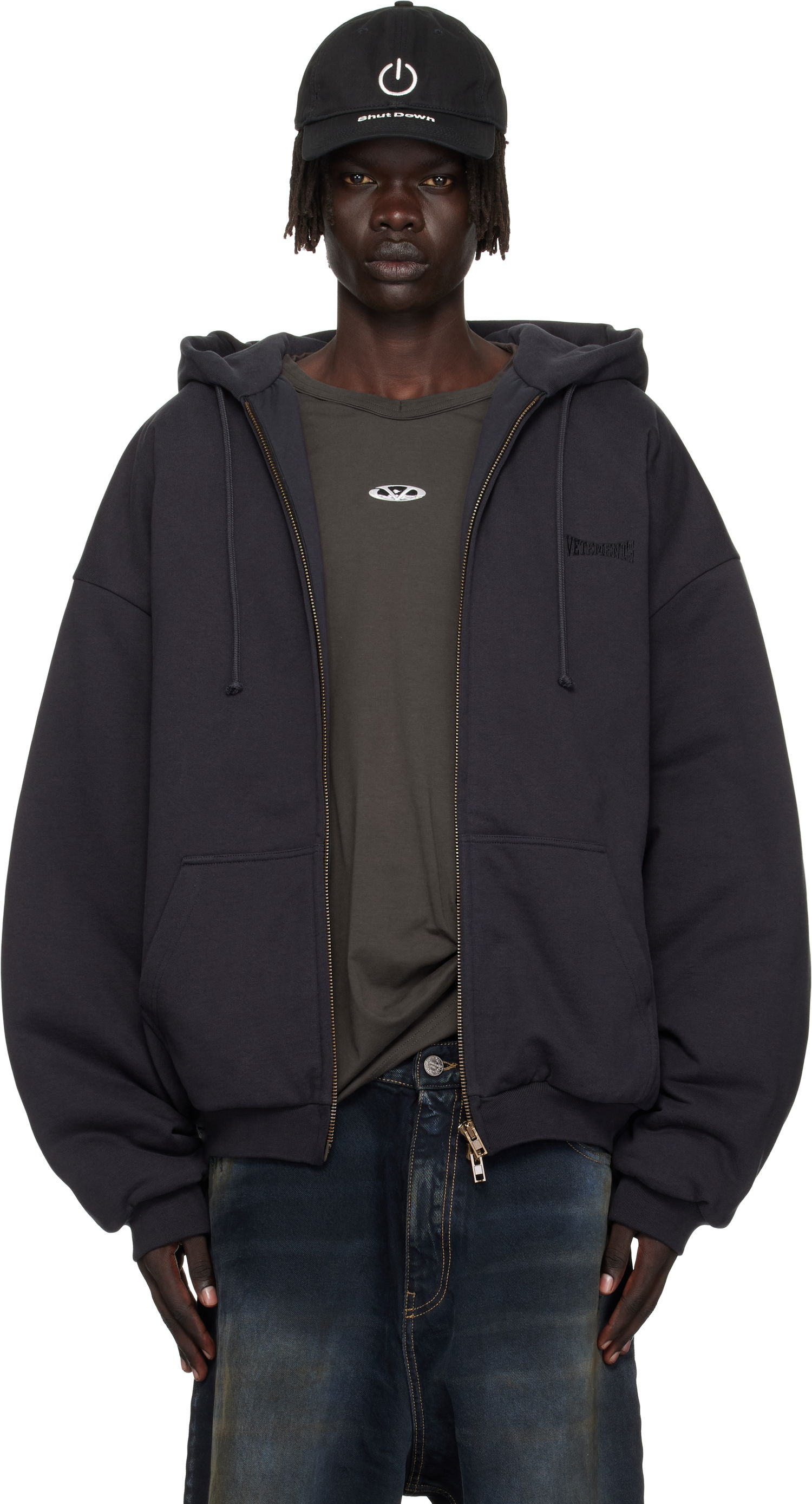 Суитчър VETEMENTS VETEMENTS Puffed Oversized Zip-Up Hoodie Черно | UH76ZU860B, 0