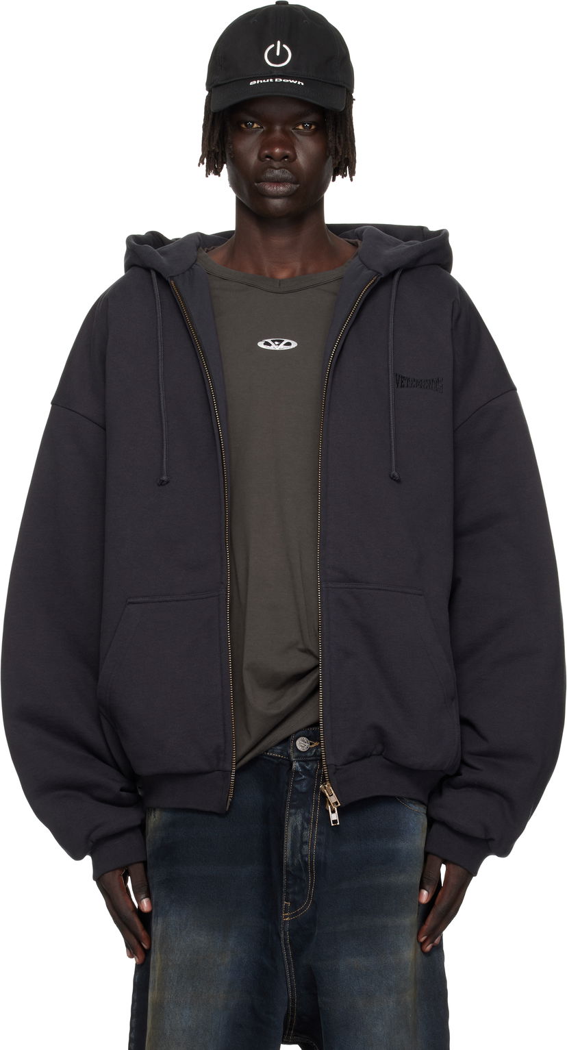 Суитчър VETEMENTS VETEMENTS Puffed Oversized Zip-Up Hoodie Черно | UH76ZU860B