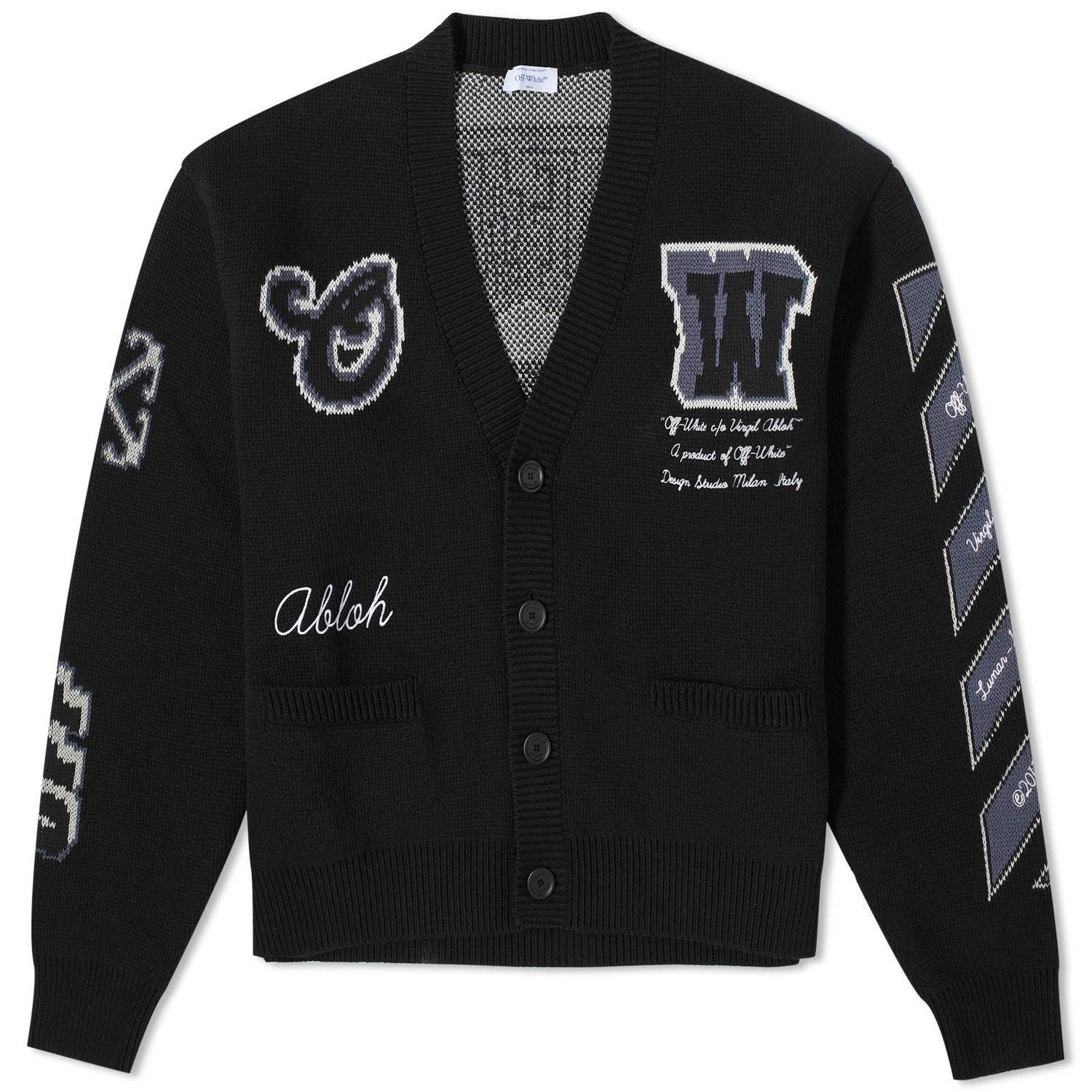 Пуловер Off-White Moon Varsity Cardigan Черно | OMHB019F23KNI0021010, 0