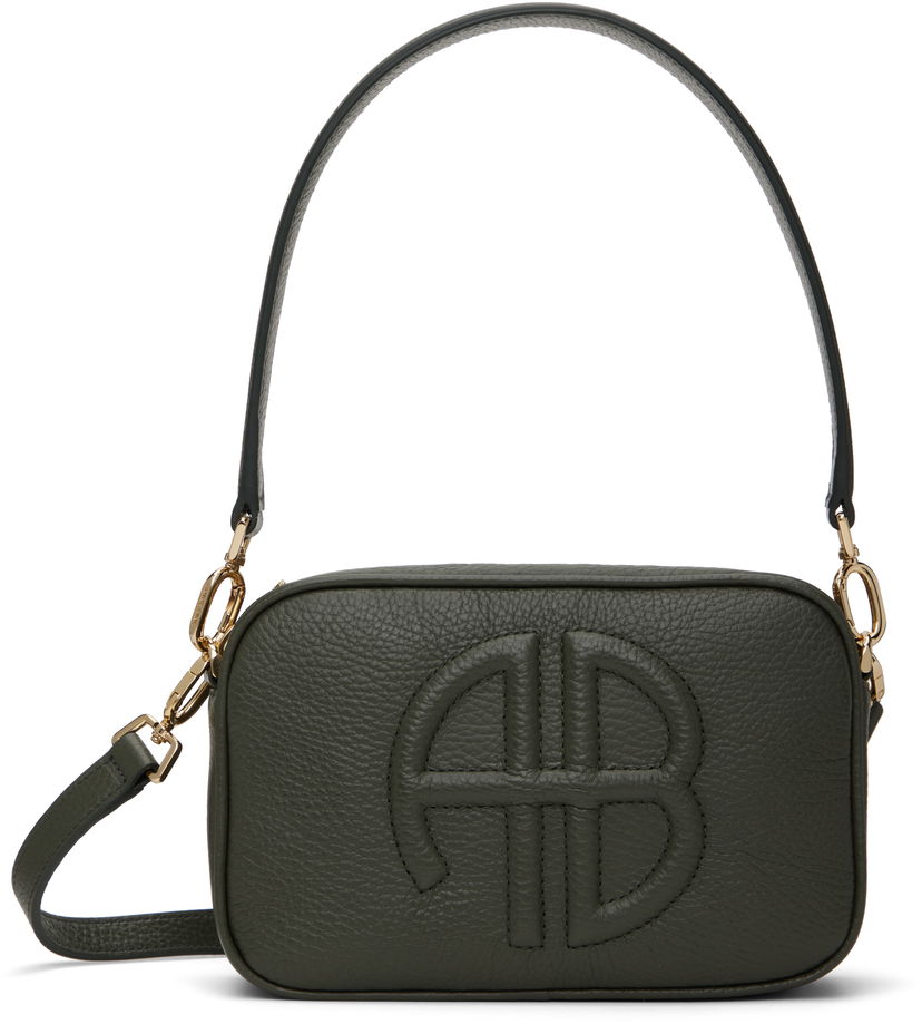 Чанта през рамо Anine Bing Embossed Leather Crossbody Bag Зелено | A-13-10234-GEE1