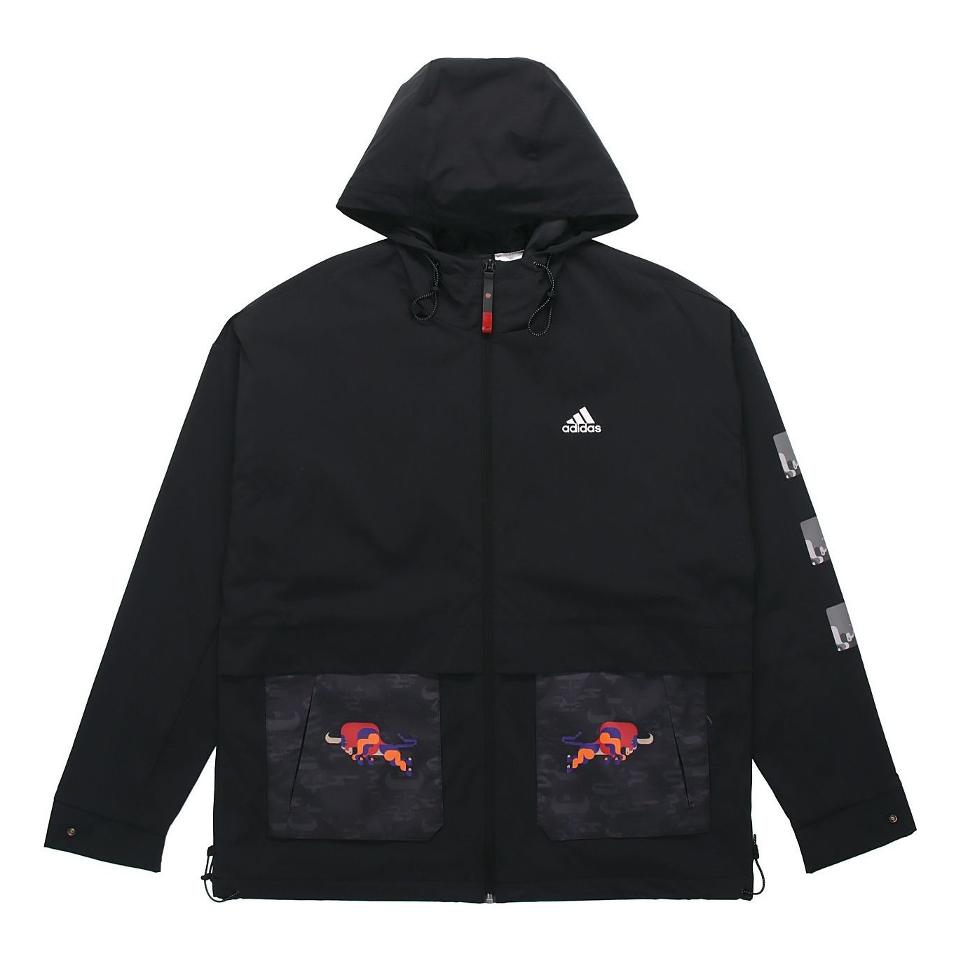 Дъждобран adidas Originals Training Sports Hooded Fleece Lined Jacket Черно | GP1821, 0