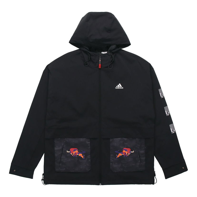 Дъждобран adidas Originals Training Sports Hooded Fleece Lined Jacket Черно | GP1821