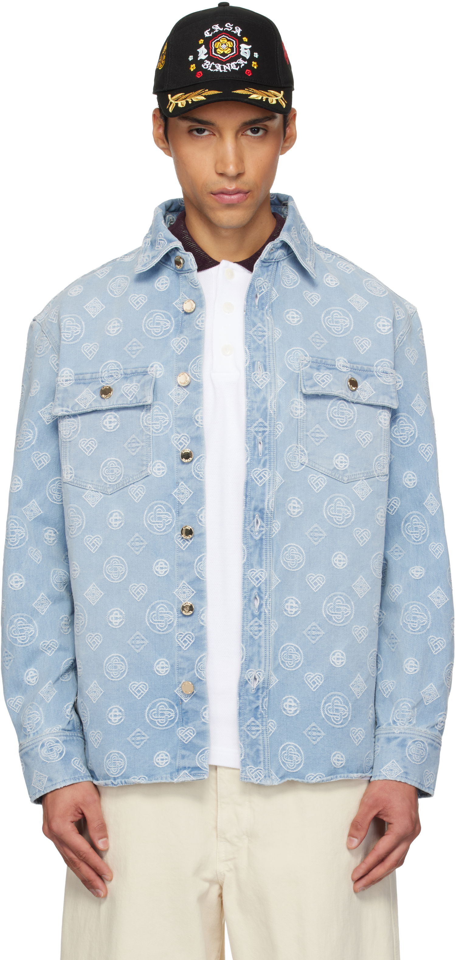 Риза Casablanca Casablanca Monogram Denim Shirt Синьо | M-AW25-SH-189-01, 0