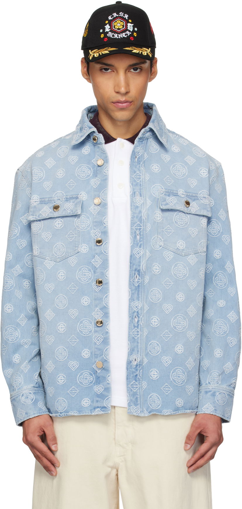 Риза Casablanca Casablanca Monogram Denim Shirt Синьо | M-AW25-SH-189-01