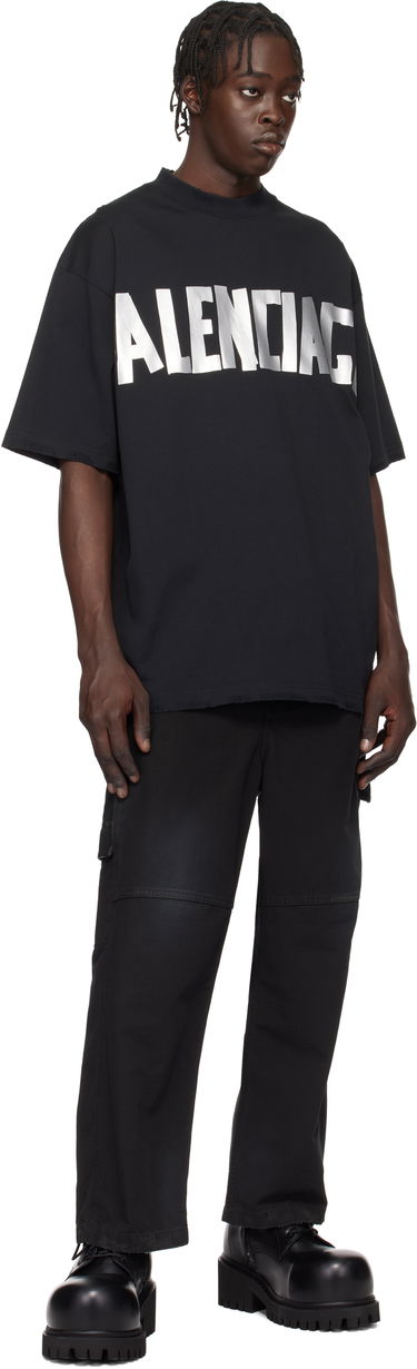 Тениска Balenciaga New Tape Type Graphic Print T-Shirt Черно | 739784-TQVQ8-1073, 3