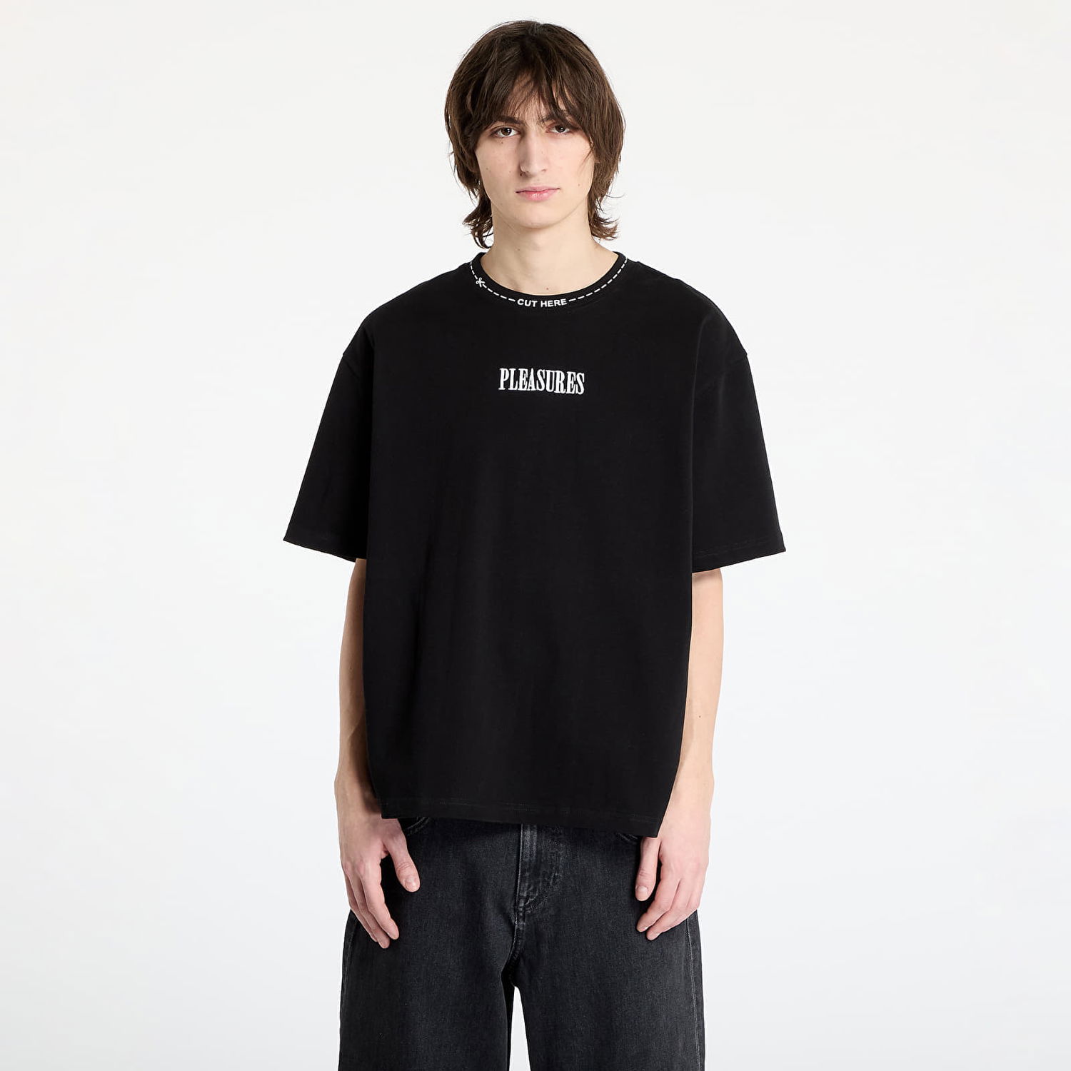 Тениска Pleasures PLEASURES Cut Here Heavyweight T-Shirt Черно | P25SP027 BLACK, 0