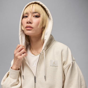 Суитчър Jordan Jordan Flight Fleece Cropped Satin-Lined Hoodie Бежово | IB9863-104, 1