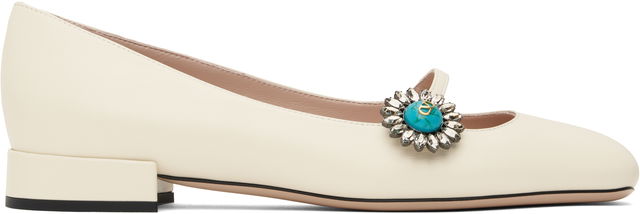Valentino Garavani Mary-Jane Ballerina Flats with Crystal Embellishment